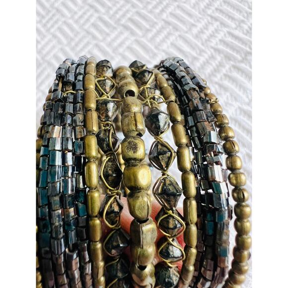 Vintage Beaded Cuff Bracelet Lot – Y2K Memory Wire Boho Jewelry – Set of 3 - Picture 8 of 13